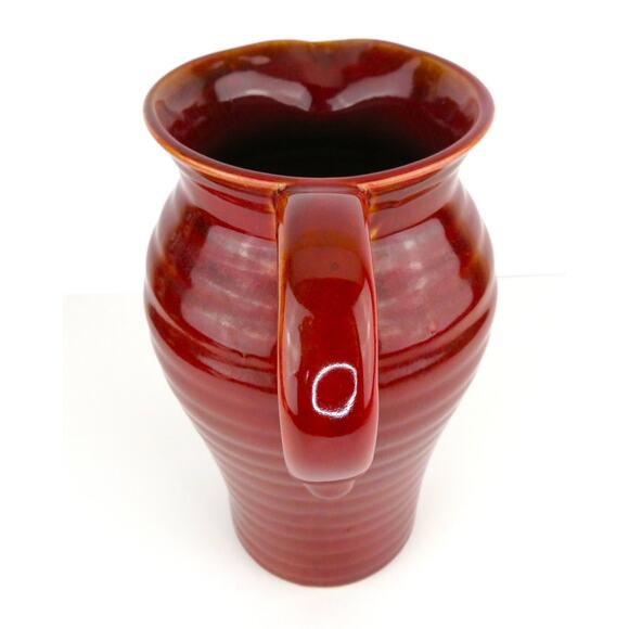 Vintage Studio Pottery Oxblood Glaze Pitcher 10” Hand Thrown Stoneware Jug - Picture 4 of 11